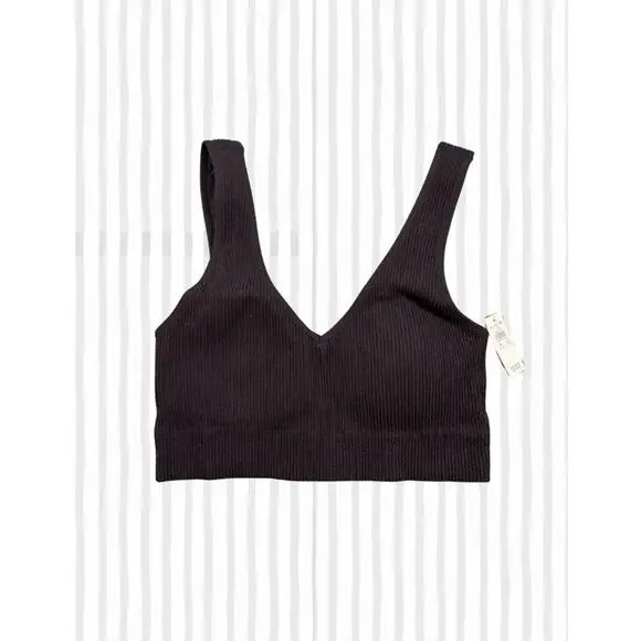 Aerie Superchill Ribbed Crop Tank Black Size L NWT - Picture 1 of 6
